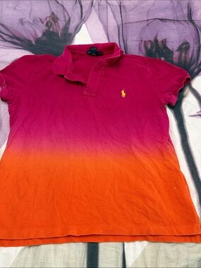 Ralph Lauren Pink-to-Orange Ombre Polo with Yellow Pony
